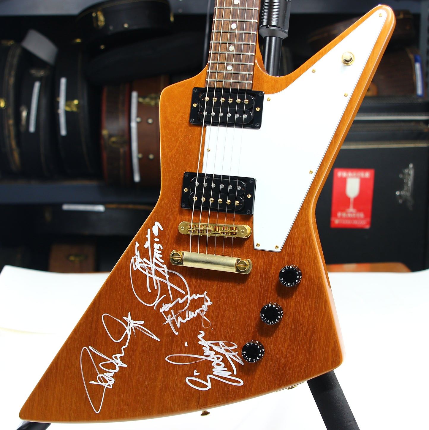 SIGNED BY KISS! 2009 Gibson '76 Reissue Explorer - Paul Stanley, Gene Simmons, Tommy Thayer, Eric Singer Autographs - Kiss Alive 35 Tour!