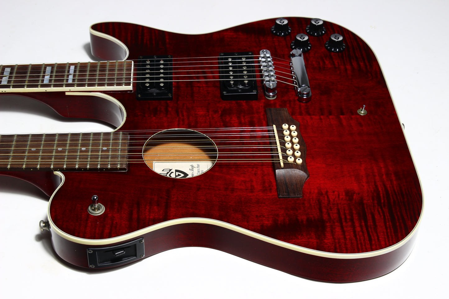 1997 Guild USA Crossroads Slash Double Neck Guitar Transparent Red Custom Shop