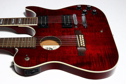1997 Guild USA Crossroads Slash Double Neck Guitar Transparent Red Custom Shop