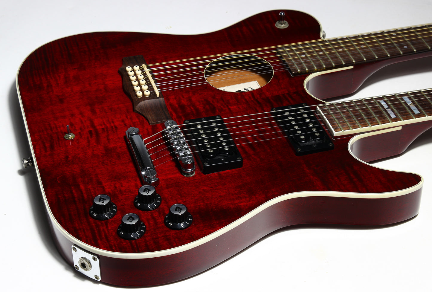 1997 Guild USA Crossroads Slash Double Neck Guitar Transparent Red Custom Shop
