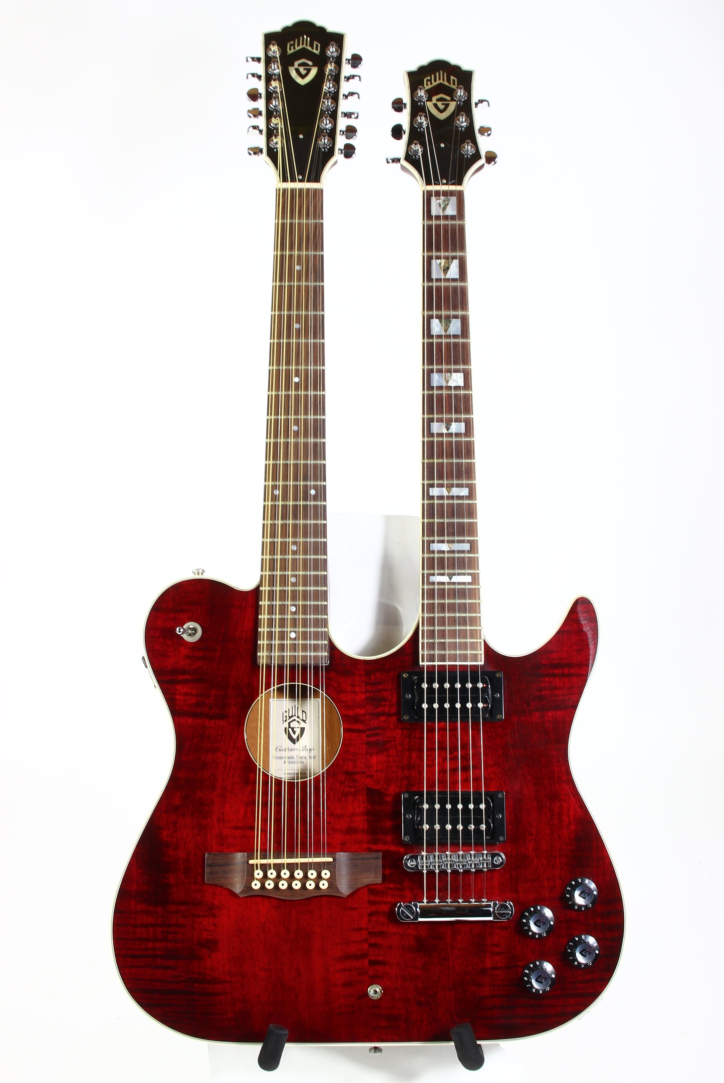 1997 Guild USA Crossroads Slash Double Neck Guitar Transparent Red Custom Shop