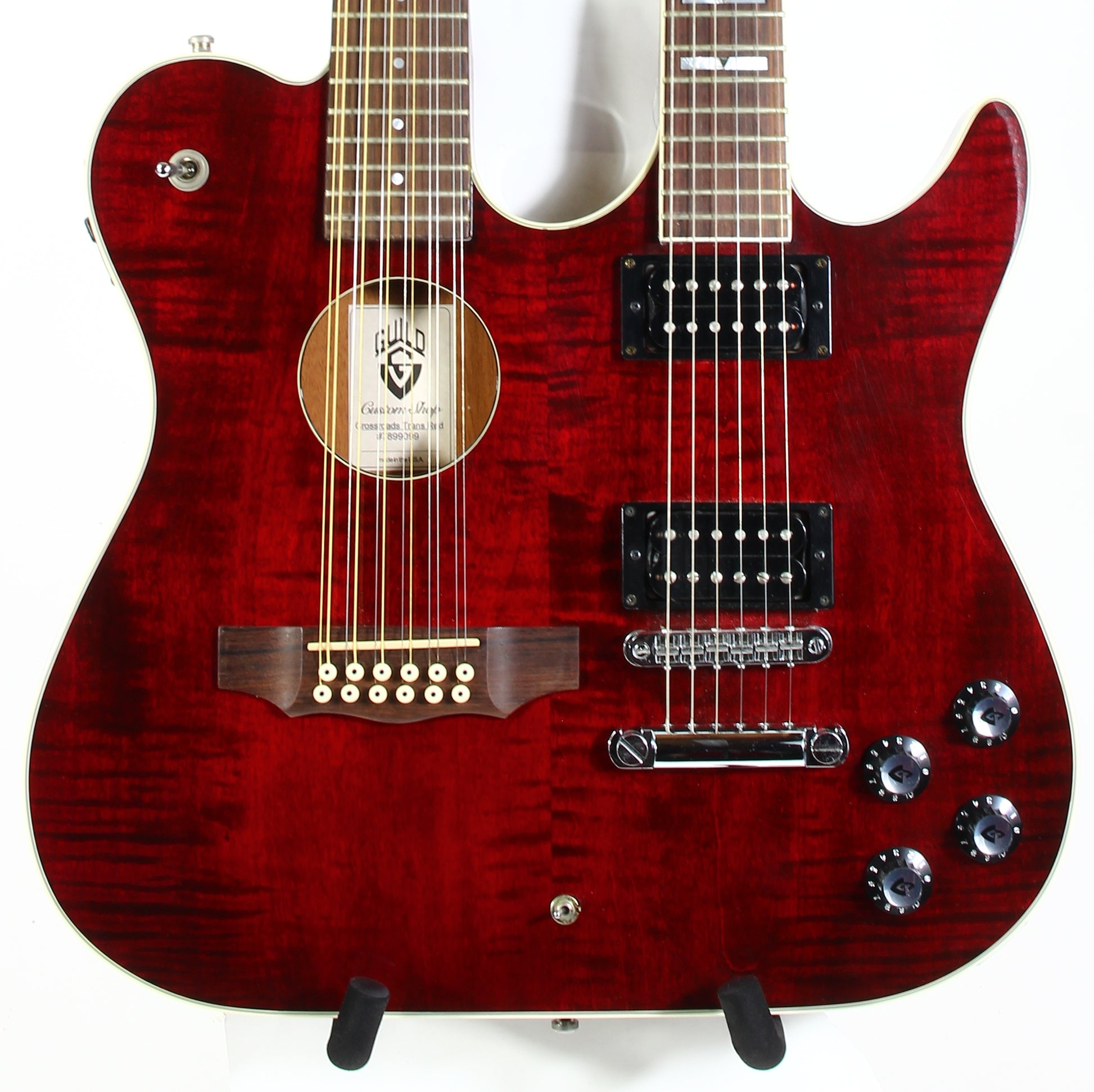 1997 Guild USA Crossroads Slash Double Neck Guitar Transparent Red Custom Shop
