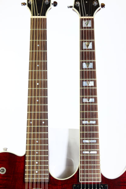 1997 Guild USA Crossroads Slash Double Neck Guitar Transparent Red Custom Shop