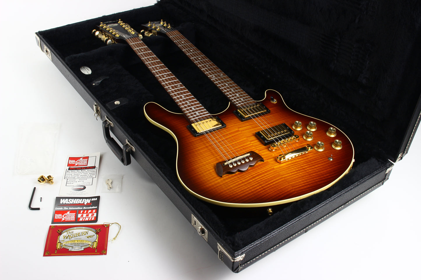 1998 Washburn Made in USA WM 612 Custom Shop Double Neck Vintage Sunburst