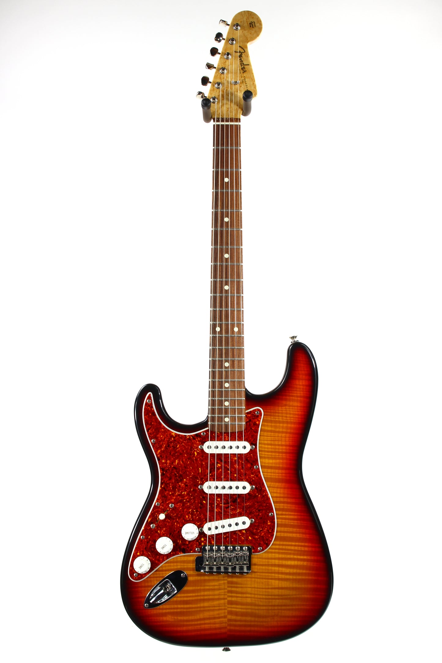 1992 Fender Custom Shop Masterbuilt Flametop Stratocaster | J.W. Black Sunburst Left-Handed strung Righty