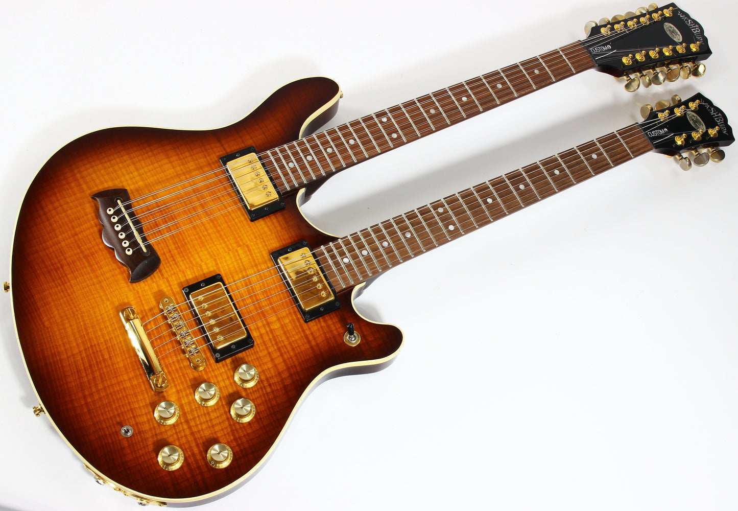 1998 Washburn Made in USA WM 612 Custom Shop Double Neck Vintage Sunburst