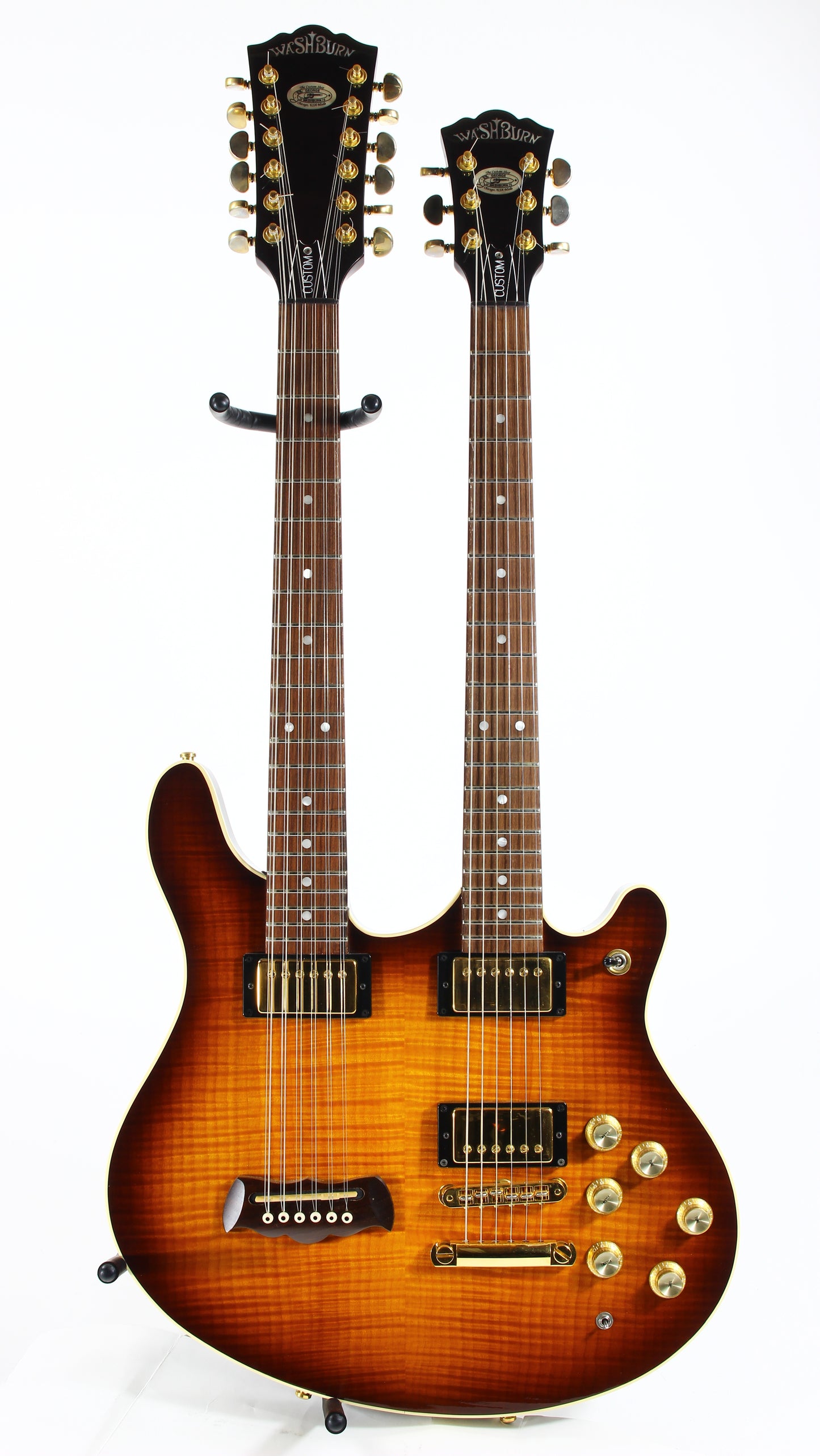 1998 Washburn Made in USA WM 612 Custom Shop Double Neck Vintage Sunburst