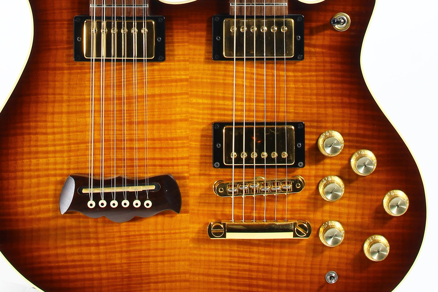 1998 Washburn Made in USA WM 612 Custom Shop Double Neck Vintage Sunburst