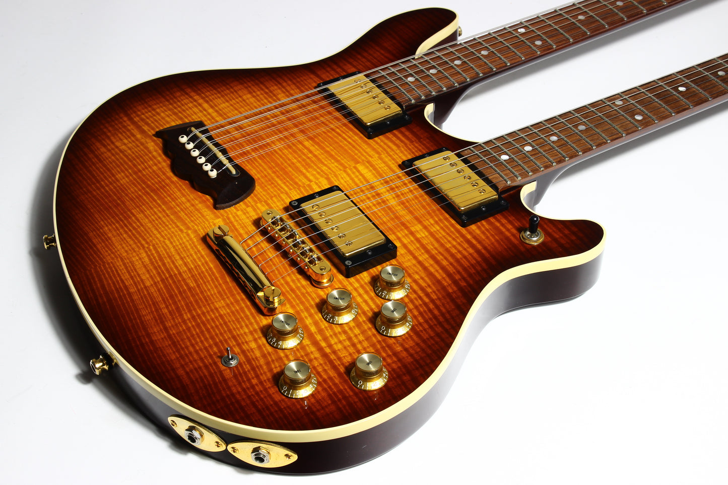 1998 Washburn Made in USA WM 612 Custom Shop Double Neck Vintage Sunburst