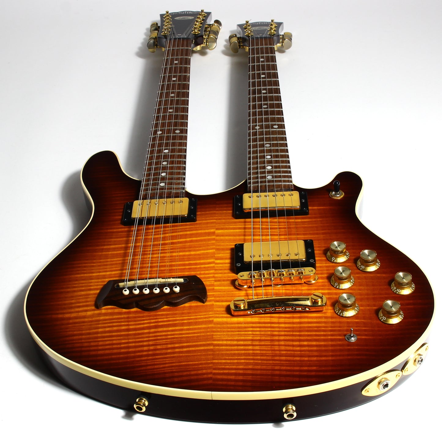 1998 Washburn Made in USA WM 612 Custom Shop Double Neck Vintage Sunburst