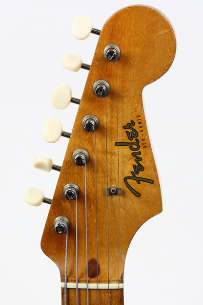 1957 Fender Duo Sonic Desert Sand Tan Wide Nut Maple Neck Anodized Guard w Original Case Pre-CBS