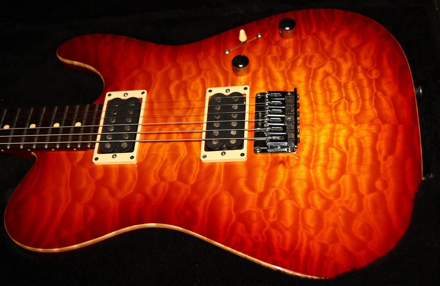 1997 Tom Anderson Hollow Cobra T - KILLER QUILT Top -Cherry Burst, Buzz Feiten, Tele Guitar, HO1