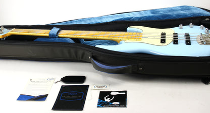 2005 Celinder J Bass Update 5 String Daphne Blue Jazz - Matching Headstock, ABALONE INLAYS, 3 Pickups! NAMM!