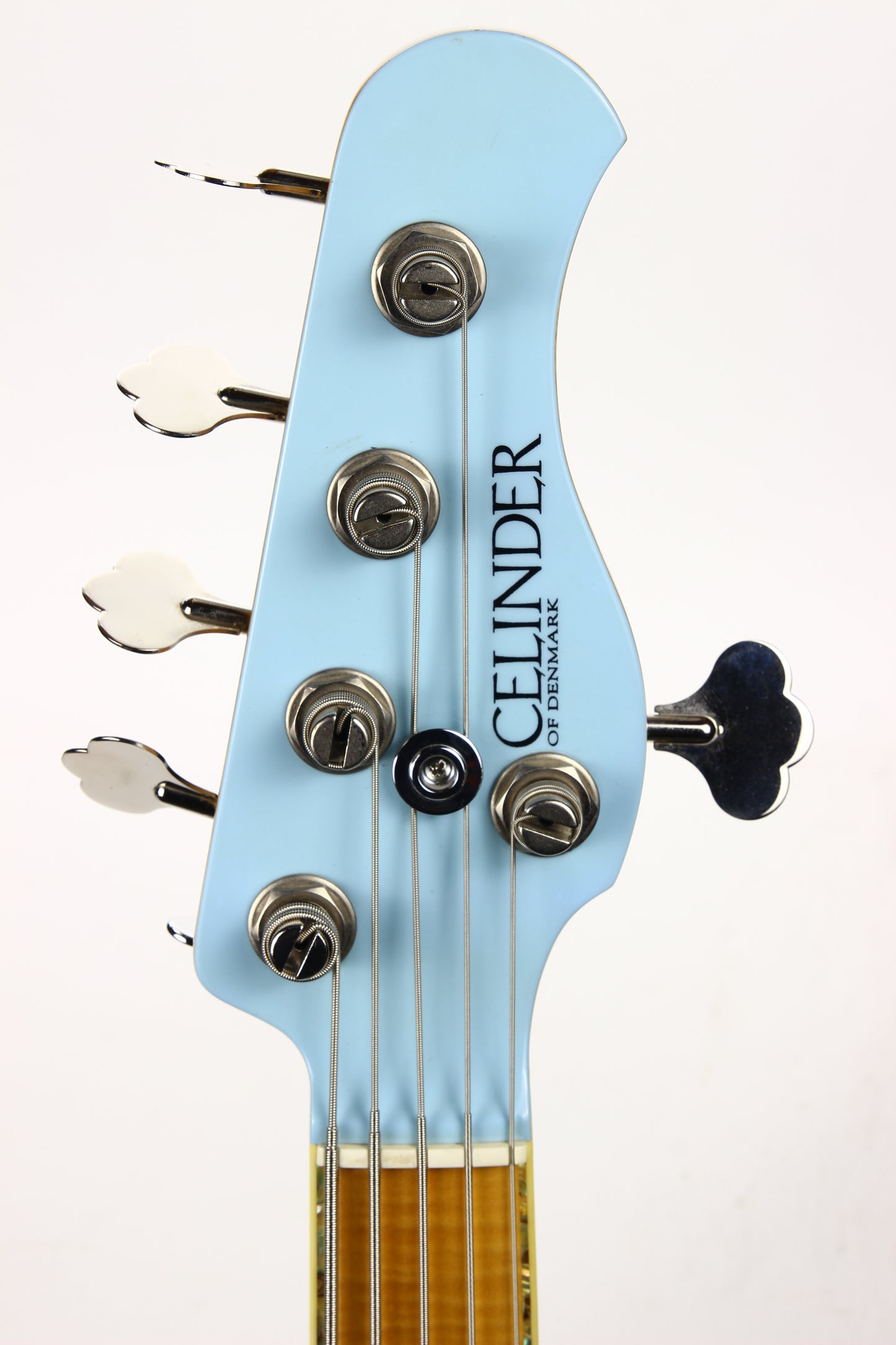 2005 Celinder J Bass Update 5 String Daphne Blue Jazz - Matching Headstock, ABALONE INLAYS, 3 Pickups! NAMM!