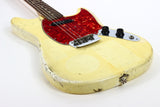 1965 Fender Slab Board Musicmaster II Olympic White - Tortoise Guard, Player-Grade, Plays Awesome!