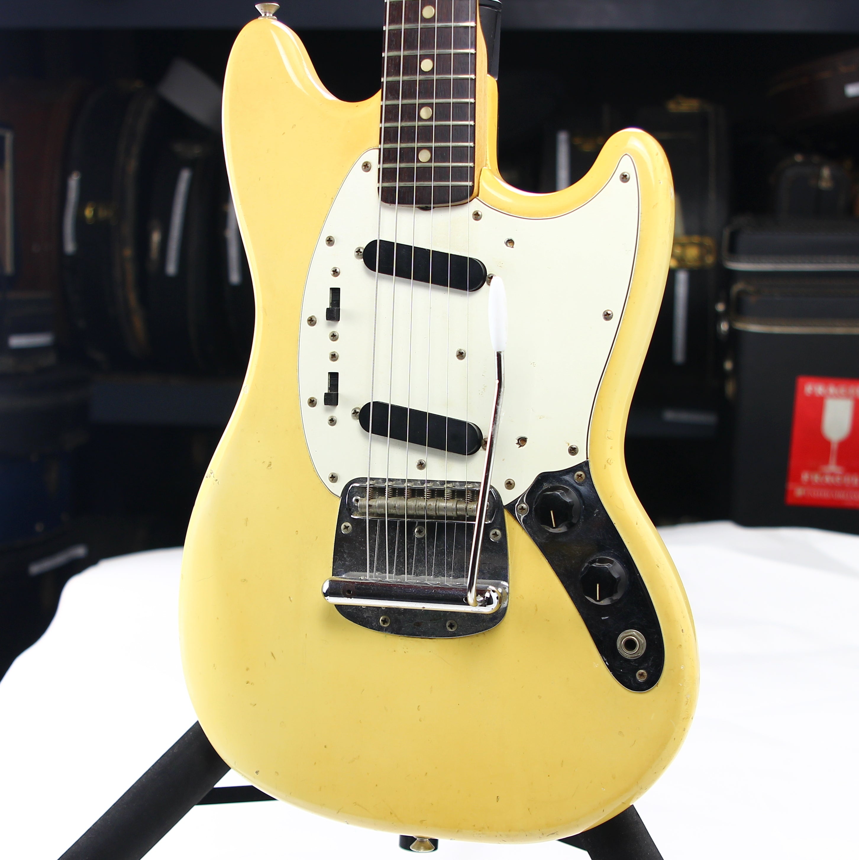 1975 Fender Mustang Olympic White Vintage Electric Guitar - Rosewood Board, 1970's, duo sonic w/ Tremolo!