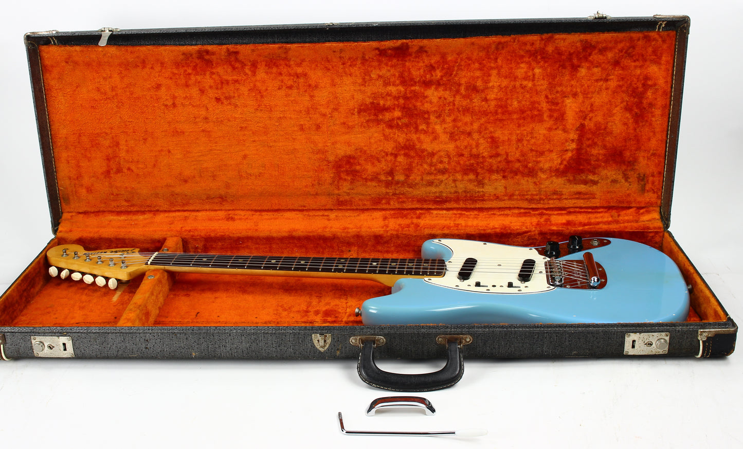 1966 Fender Mustang DAPHNE BLUE w/ Original Case - Kurt Cobain-type, Big Headstock!