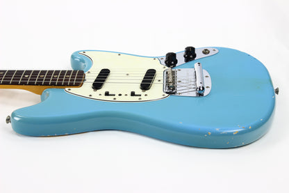 1966 Fender Mustang DAPHNE BLUE w/ Original Case - Kurt Cobain-type, Big Headstock!