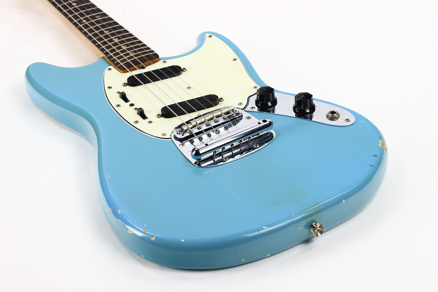 1966 Fender Mustang DAPHNE BLUE w/ Original Case - Kurt Cobain-type, Big Headstock!