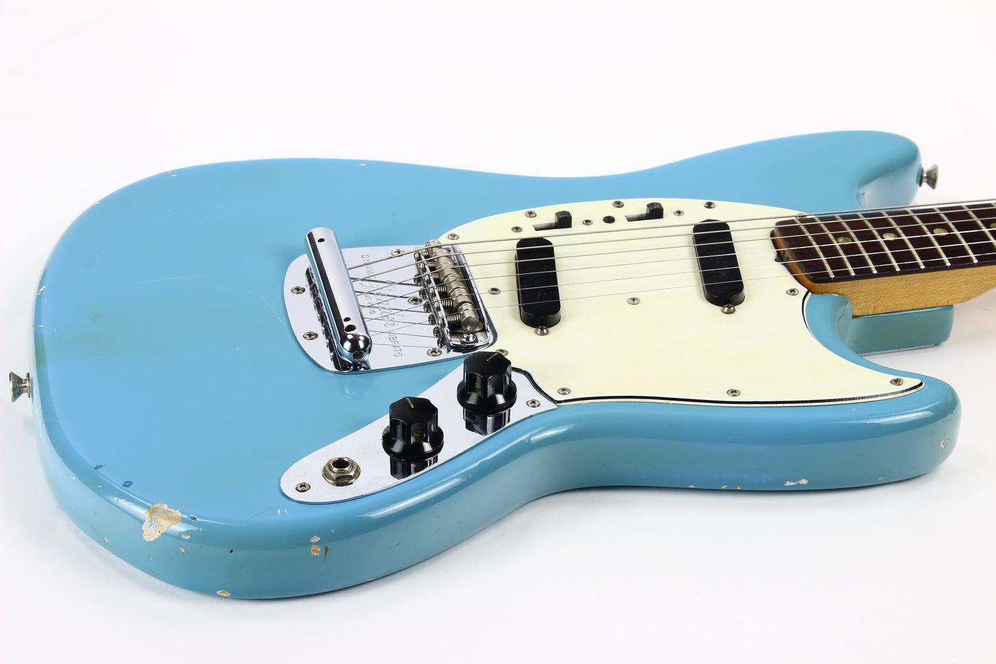 1966 Fender Mustang DAPHNE BLUE w/ Original Case - Kurt Cobain-type, Big Headstock!