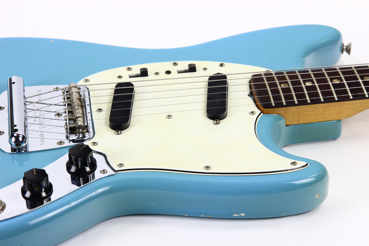 1966 Fender Mustang DAPHNE BLUE w/ Original Case - Kurt Cobain-type, Big Headstock!