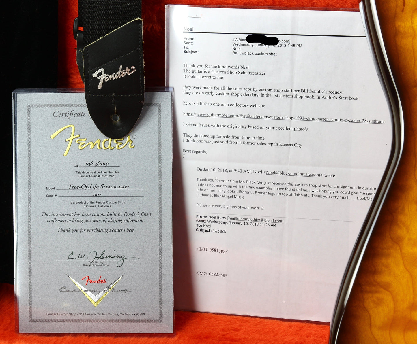 1993 Fender Custom Shop TREE OF LIFE Stratocaster SCHULTZ-O-CASTER Quilt Top & Back