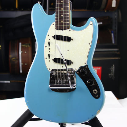 1966 Fender Mustang DAPHNE BLUE w/ Original Case - Kurt Cobain-type, Big Headstock!