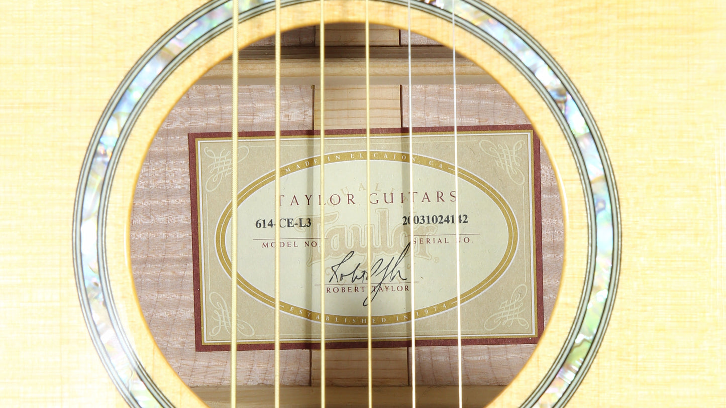 UNPLAYED! 2003 Taylor 614ce-L3 Fall Limited - Flamed Maple, Cocobolo Fittings, 914 Abalone Inlays!