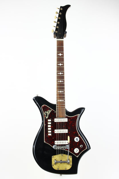 1962 EKO 700 3V Vintage Made in Italy Guitar RARE BLACK Tortoise Guard