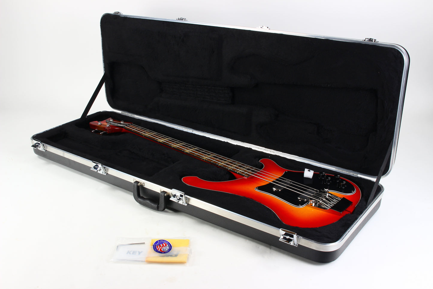 2026 Rickenbacker 4002 Fireglo ONE-OF-A-KIND Reissue Checkerboard, Ebony Board, Full Inlays, ORIGINAL BIRDSEYE MAPLE WINGS!