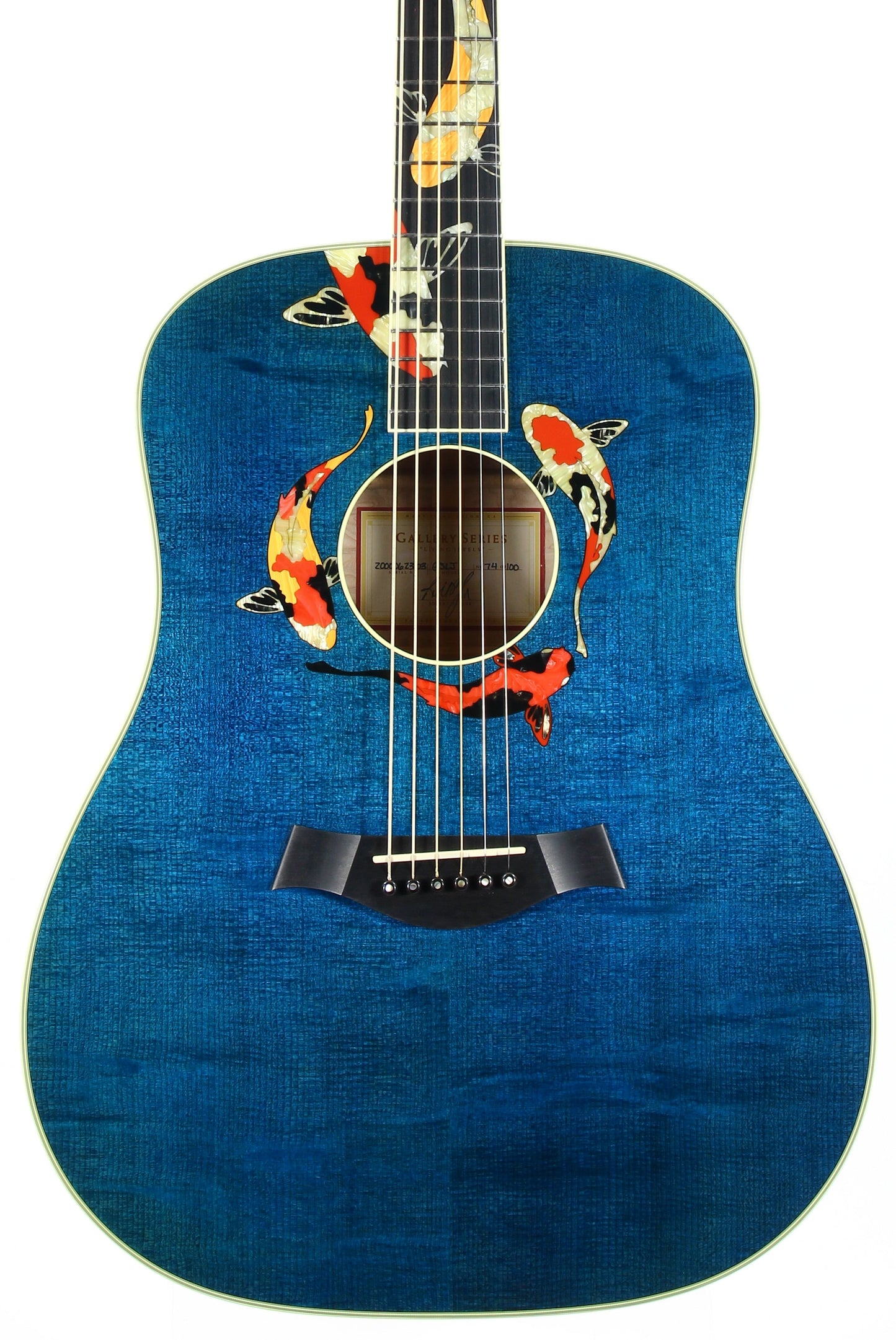 2000 TAYLOR SWIFT KOI Fish Living Jewels GSLJ Aqua Blue Dreadnought Acoustic Guitar Bearclaw Quilt - RARE!