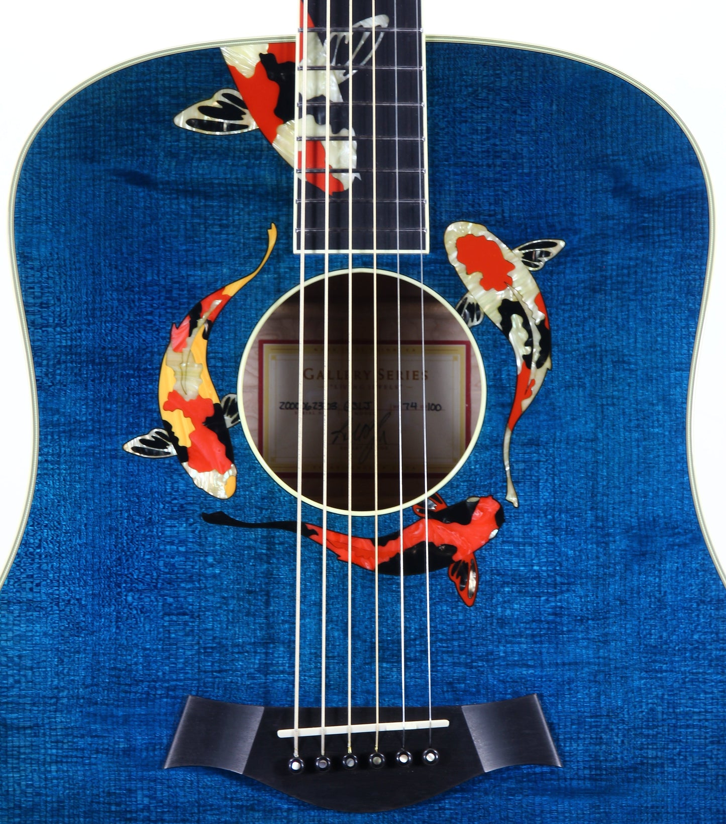 2000 TAYLOR SWIFT KOI Fish Living Jewels GSLJ Aqua Blue Dreadnought Acoustic Guitar Bearclaw Quilt - RARE!