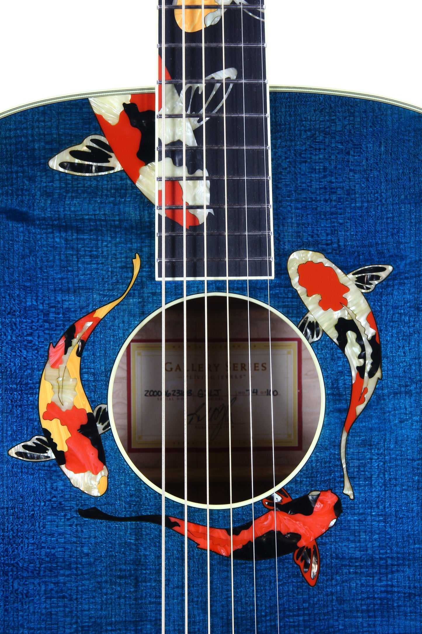 2000 TAYLOR SWIFT KOI Fish Living Jewels GSLJ Aqua Blue Dreadnought Acoustic Guitar Bearclaw Quilt - RARE!