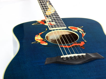 2000 TAYLOR SWIFT KOI Fish Living Jewels GSLJ Aqua Blue Dreadnought Acoustic Guitar Bearclaw Quilt - RARE!