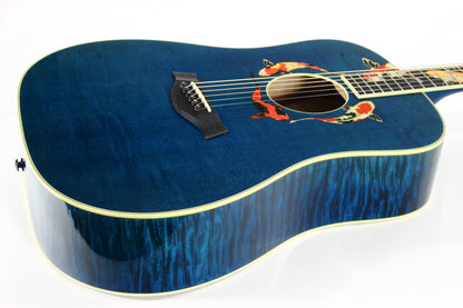 2000 TAYLOR SWIFT KOI Fish Living Jewels GSLJ Aqua Blue Dreadnought Acoustic Guitar Bearclaw Quilt - RARE!