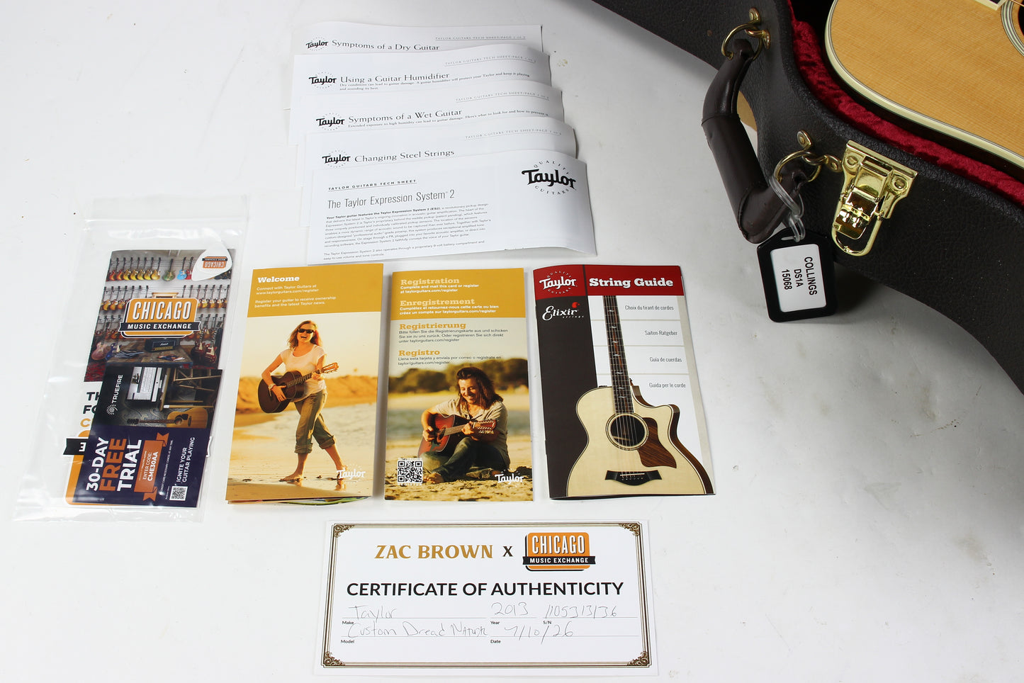 2013 Taylor Custom Shop Dreadnought BRAZILIAN ROSEWOOD Owned by ZAC BROWN One-Off Model