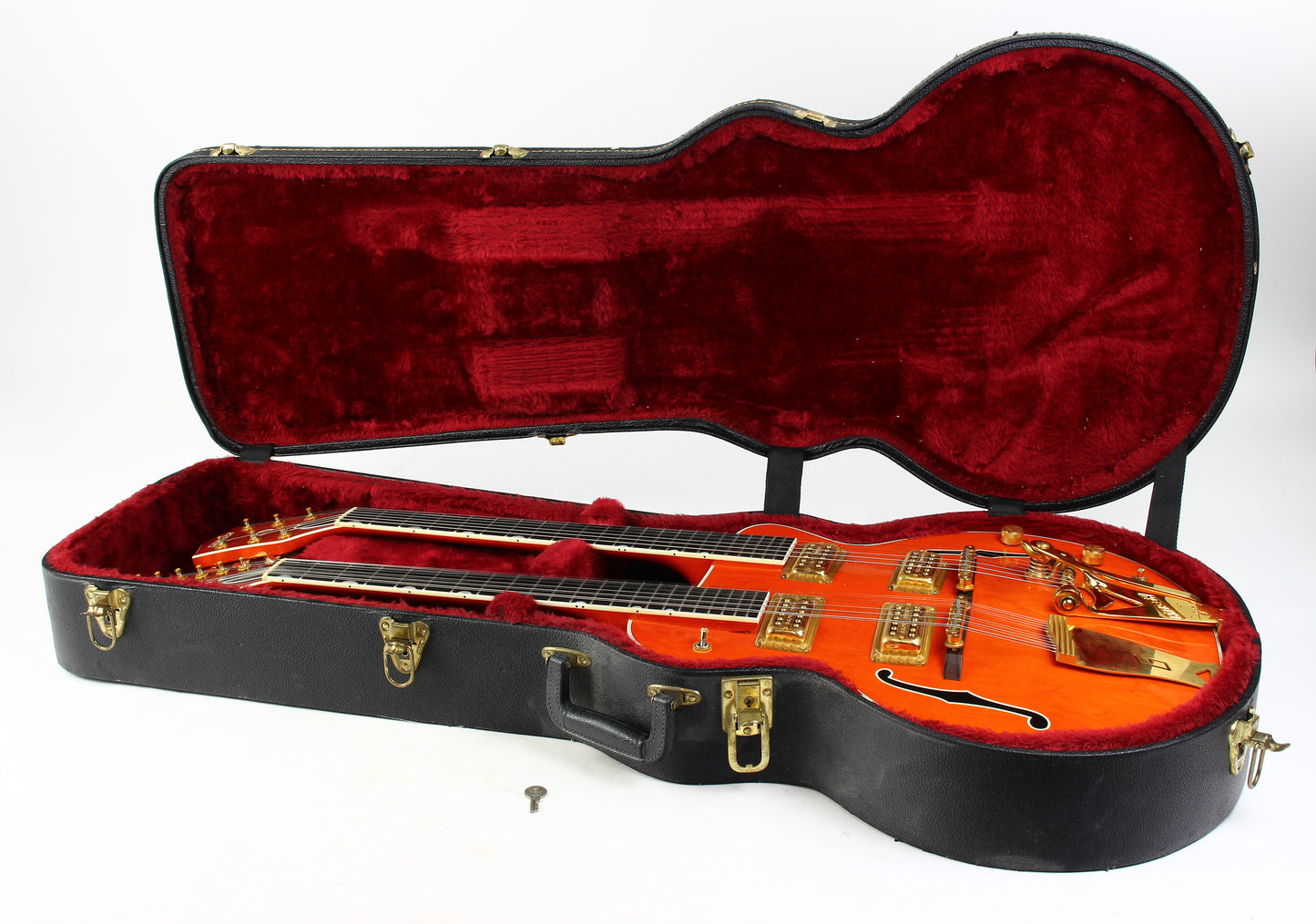 c. 1997 Gretsch G6120-612 Chet Atkins Nashville Double Neck Guitar MIJ Made In Japan Orange Rare!