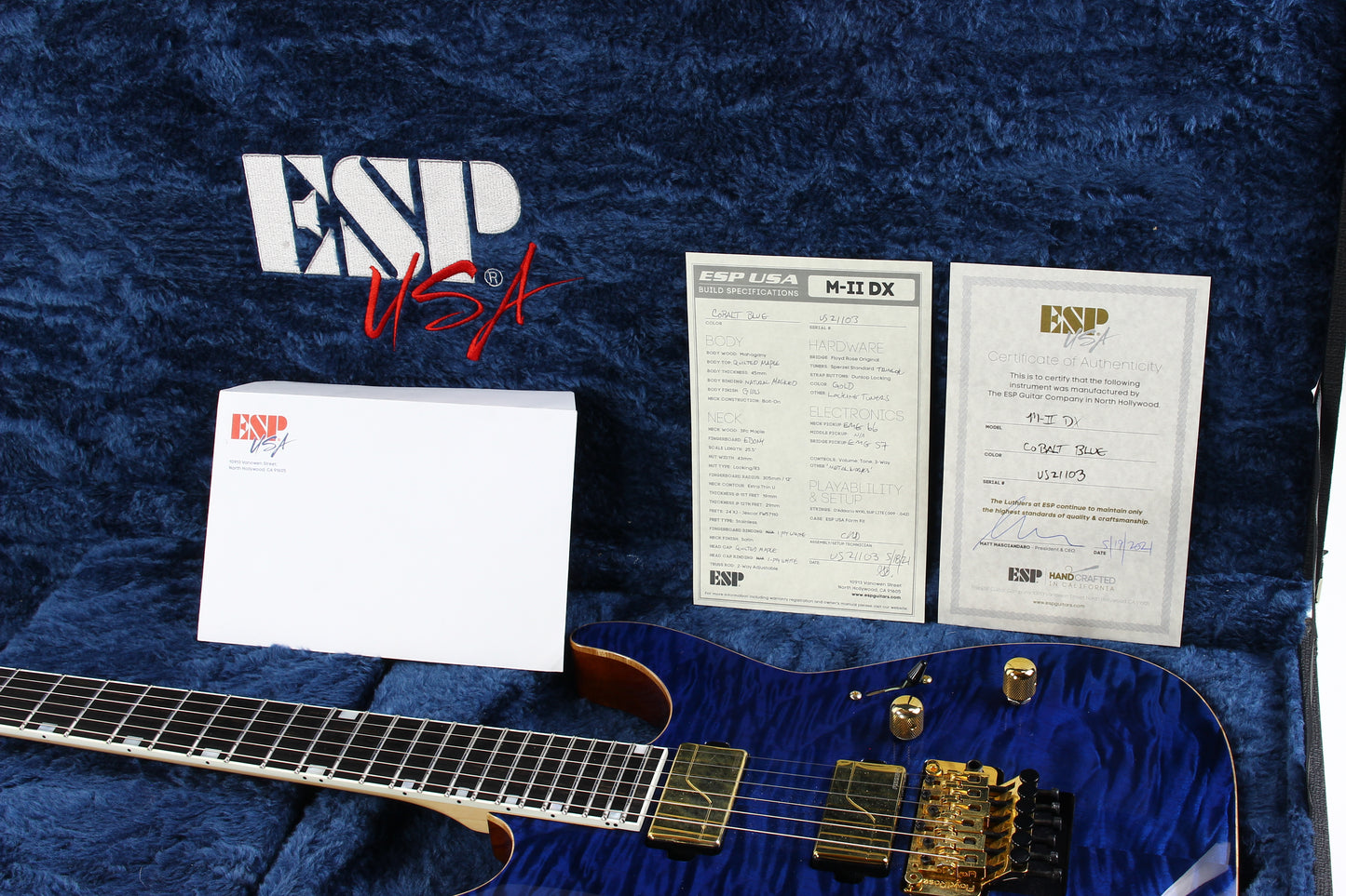 2021 ESP USA M-II DX Cobalt Blue Floyd Rose Original
