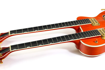 c. 1997 Gretsch G6120-612 Chet Atkins Nashville Double Neck Guitar MIJ Made In Japan Orange Rare!