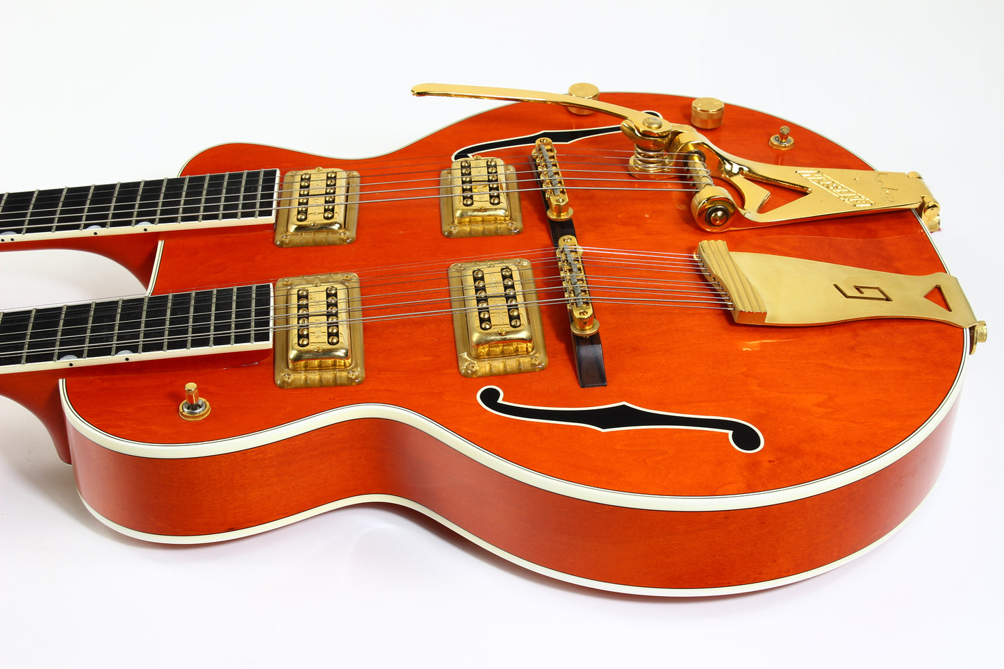 c. 1997 Gretsch G6120-612 Chet Atkins Nashville Double Neck Guitar MIJ Made In Japan Orange Rare!