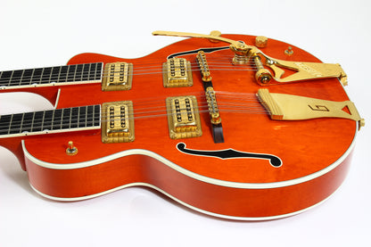 c. 1997 Gretsch G6120-612 Chet Atkins Nashville Double Neck Guitar MIJ Made In Japan Orange Rare!