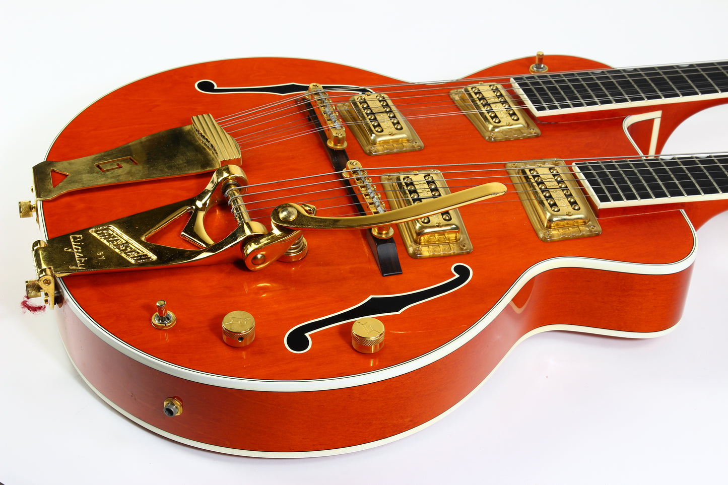 c. 1997 Gretsch G6120-612 Chet Atkins Nashville Double Neck Guitar MIJ Made In Japan Orange Rare!