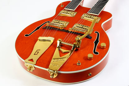 c. 1997 Gretsch G6120-612 Chet Atkins Nashville Double Neck Guitar MIJ Made In Japan Orange Rare!