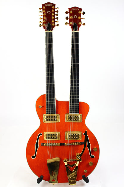 c. 1997 Gretsch G6120-612 Chet Atkins Nashville Double Neck Guitar MIJ Made In Japan Orange Rare!
