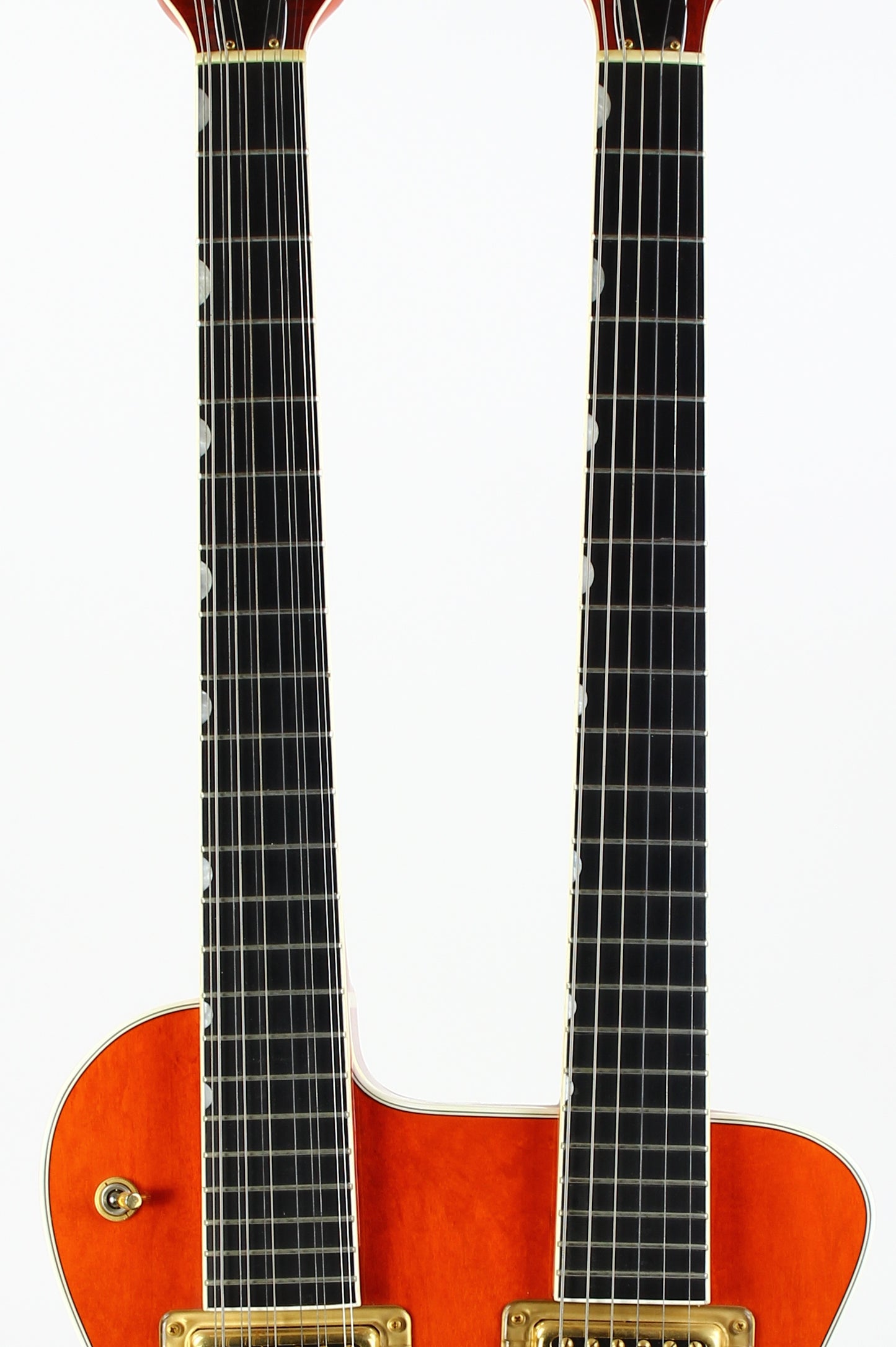 c. 1997 Gretsch G6120-612 Chet Atkins Nashville Double Neck Guitar MIJ Made In Japan Orange Rare!