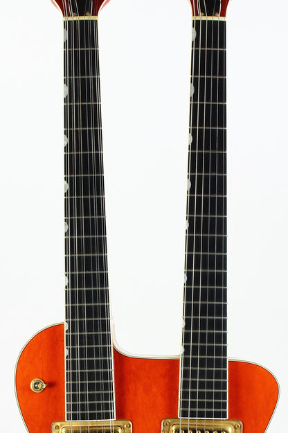 c. 1997 Gretsch G6120-612 Chet Atkins Nashville Double Neck Guitar MIJ Made In Japan Orange Rare!