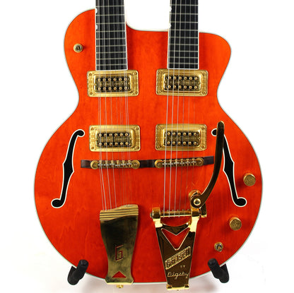 c. 1997 Gretsch G6120-612 Chet Atkins Nashville Double Neck Guitar Mij Made In Japan Orange Rare