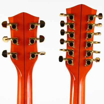 c. 1997 Gretsch G6120-612 Chet Atkins Nashville Double Neck Guitar MIJ Made In Japan Orange Rare!