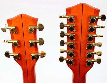 c. 1997 Gretsch G6120-612 Chet Atkins Nashville Double Neck Guitar MIJ Made In Japan Orange Rare!