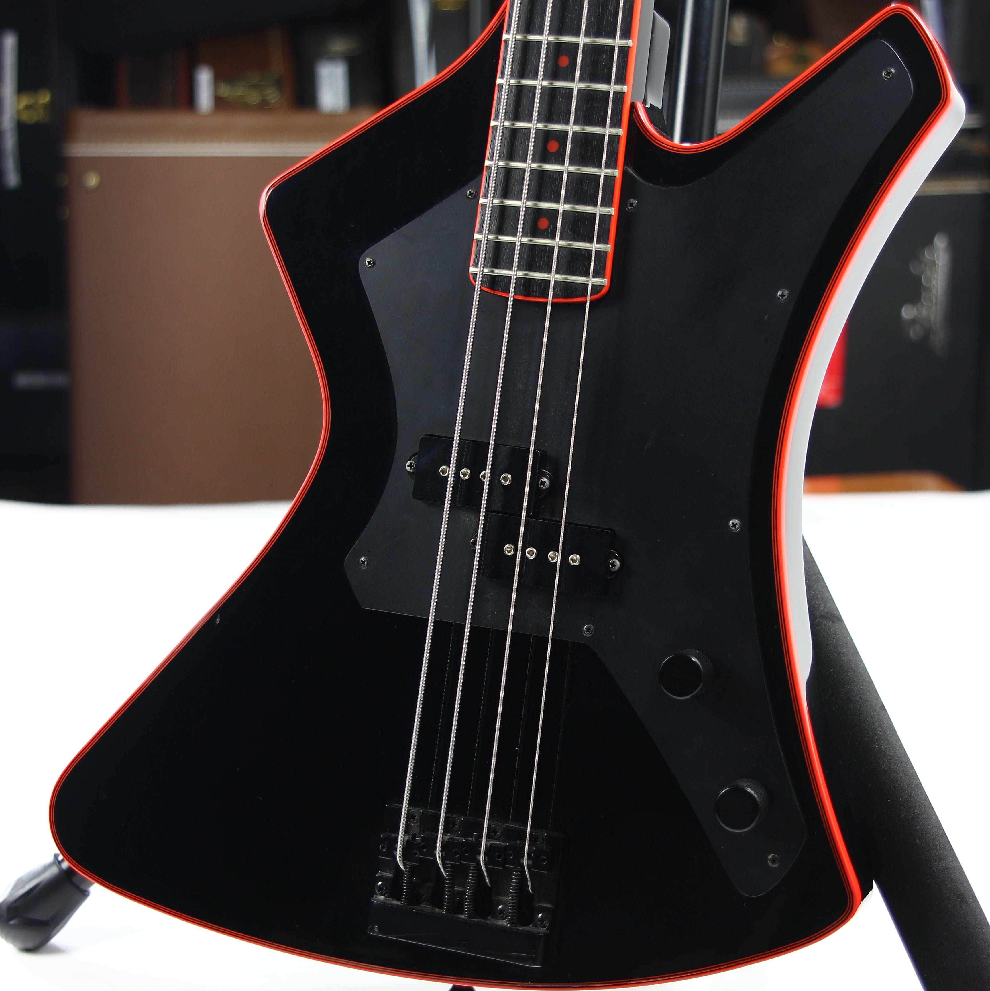 *SOLD*  1984 Washburn B-5 BBR Vintage Electric Bass Guitar - MIJ, Japan, Stage Series, Black Paint-Black Hardware-Red Binding! 1980's b20
